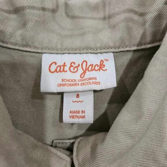 Cat & Jack Girls' Khaki Short Sleeve Uniform Safari Dress Size 8 - Picture 3 of 7